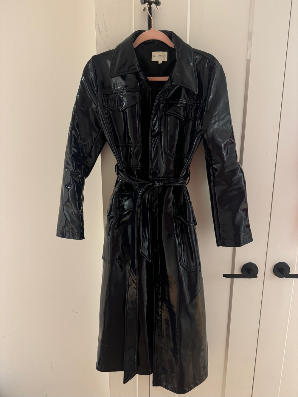 Navy Blue Patent Trench Coat